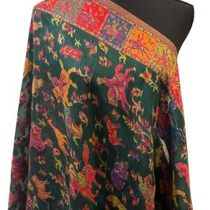 Mughal Shikargh Kani Silk Shawl: Floral Wedding Wrap, 96 inches x 38